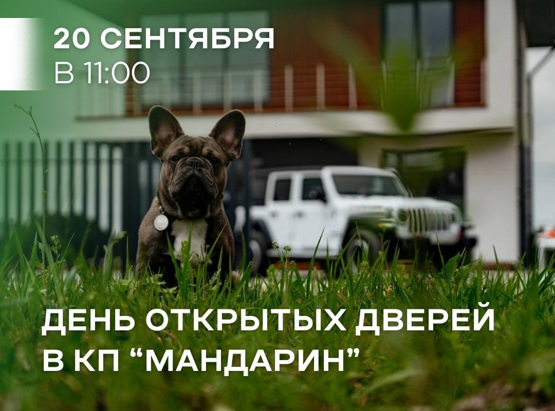 Коллеги, приглашаем всех вас и ваших клиентов на День открытых дверей в коттеджном поселке «Мандарин»! 🍊